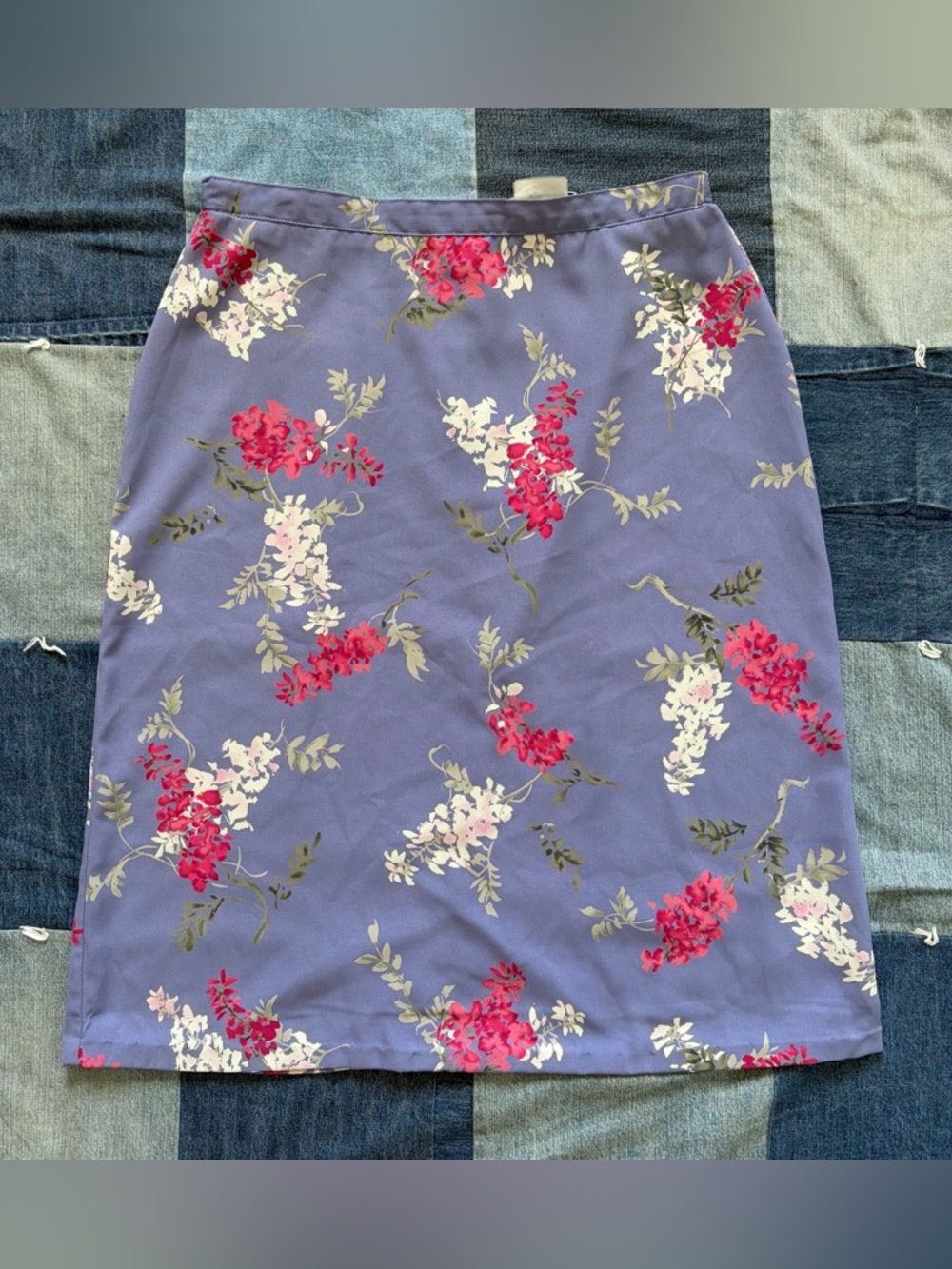 Vintage AGB byer california floral midi skirt purple pink fits size M 90s y2k